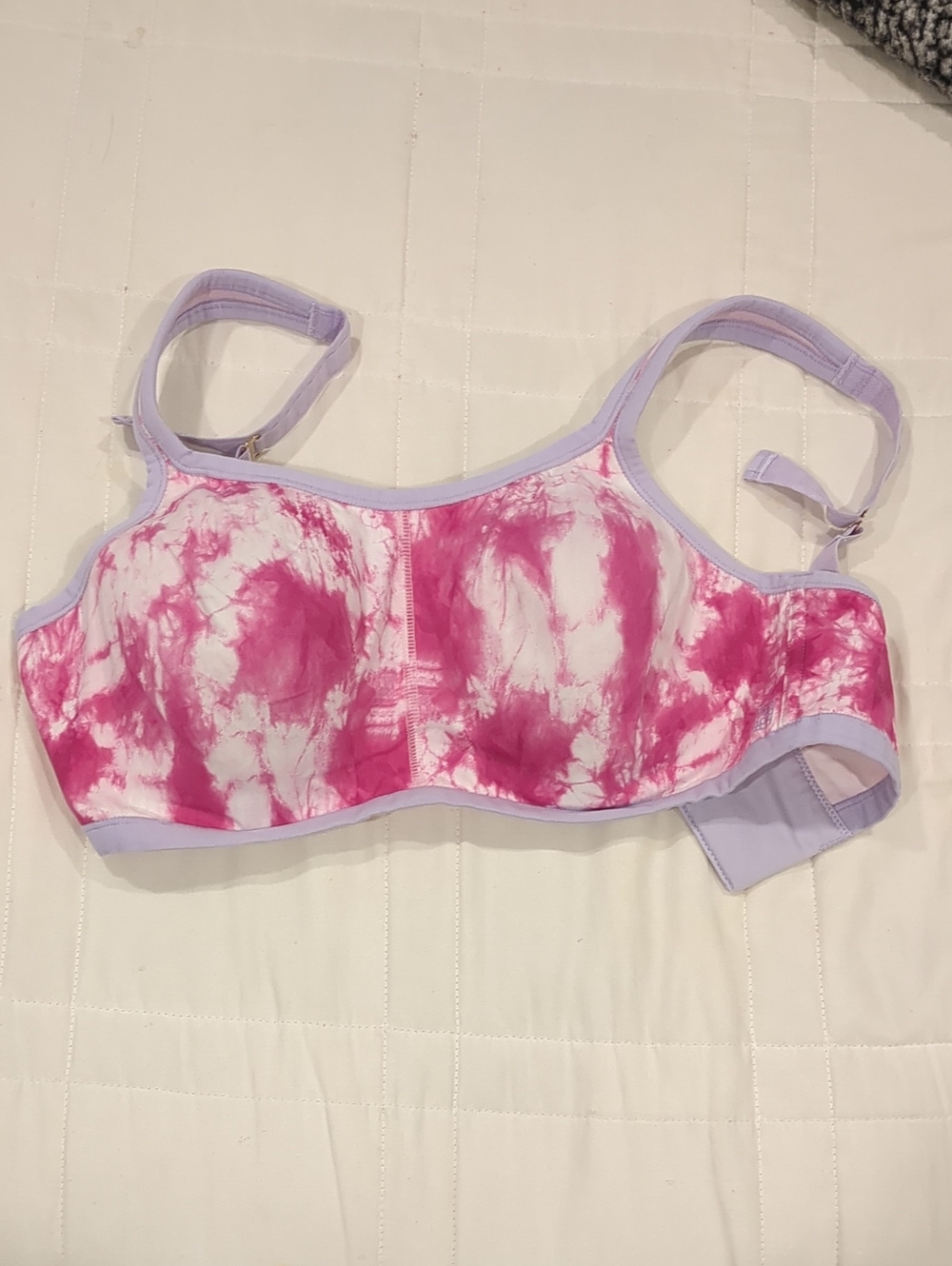 Natori 32D Pink and Lavender Tie-Dye Underwire Sports Bra